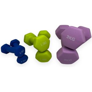 Padisport - Dumbell Neopreen Set 0,5 En 1,5 En 3 - Gewichten Set Halters - Mix - Gewichten 3 Kg - Dumbellset - Halterset - Gewichtjes Set 1,5 Kg - Gewichten Set 3 Kg