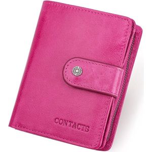 Contacts leren portemonnee leer Roze - portefeuille vrouwen - cadeautjes cadeau voor vrouwen - portemonnee heren pasjes houder - Top kwaliteit Leer