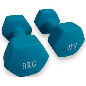 Padisport - Dumbells 9 Kg - Halter - Gewichten Set Halters - Gewichten 9 Kg - Blauw - Gewichten - Dumbells - Halters - Gewichtjes 9 Kg