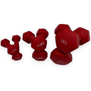 Padisport Dumbells Rood 0,5 En 1,5 En 3 Kg - Dumbells 3 Kg - Gewichten Set Halters - Gewichten Set - Gewichten Set Dumbbell - Dumbells Set - Dumbells - Dumbbells - Halters - Dumbell - Fitness Gewichten - Gewichten - Dumbellset - Gewichtjes Set