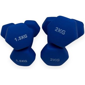 Padisport - Dumbell Neopreen Set 1,5 En 2 - Gewichten Set Halters - Blauw - Gewichten 1,5 Kg - Dumbellset - Halterset - Gewichtjes Set 1,5 Gewichten Set 2 Kg