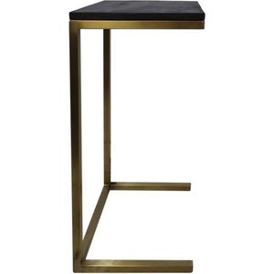 Vtw Living - Luxe Bijzettafel - Laptoptafel - Bijzettafeltje - Coffee Table - Mangohout - Metaal - Goud - Zwart - 65 cm hoog