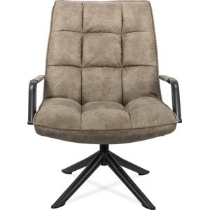 Draaifauteuil met Armleuning - Stof - Metaal - Fauteuil Stoel - Taupe - 100 cm hoog