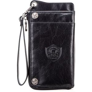 Contacts leren portemonnee heren Crazy Horse Leather zwart - portefeuille heren - mannen cadeautjes cadeau voor man - portemonnee heren pasjes houder - Top kwaliteit Leer