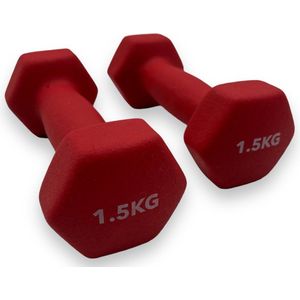 Padisport - Dumbells 1.5 Kg - Halter - Gewichten Set Halters - Gewichten 1.5 Kg - Rood - Gewichten - Dumbells - Halters - Gewichtjes 1.5 Kg