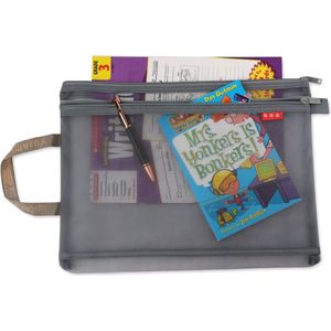 Lefancy Mesh Reistas met Rits Nylon Extra Lichtgewicht voor Office Travel Pack van 3 Assortiment A4 & A5 & A6 Grijs