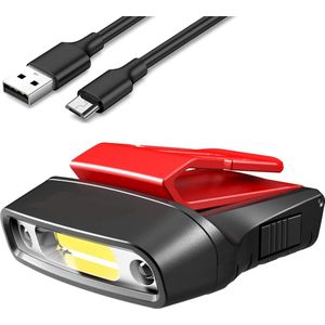 HC3 oplaadbare bewegingssensorkap vizierlicht - 100 lumen COB LED-clip op hoedlicht - hoofdlamp zaklamp met rood licht voor vissen, hardlopen, kamperen, lezen