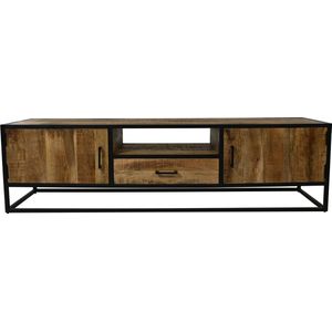 Vtw Living - Industrieel TV-Meubel van Mangohout - TV Meubel - 180 cm