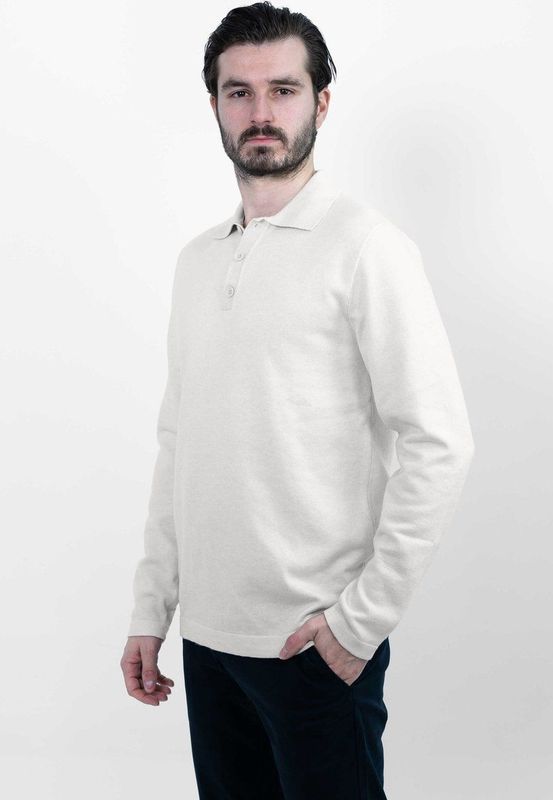 Vercate - Knitted Poloshirt - Off White - Longsleeves