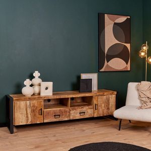 Tv meubel - Televisie - Kast - James 200x45x55 cm mangohout en metaal