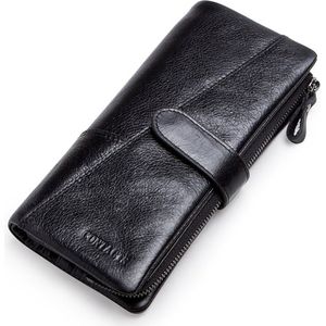 Contacts leren portemonnee heren Crazy Horse Leather Zwart - portefeuille heren - mannen cadeautjes cadeau voor man - portemonnee heren pasjes houder - Top kwaliteit Leer