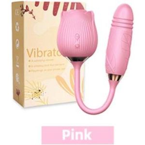 Luxe Vibrator roos met zuigende en tong beweging - roze