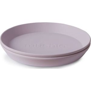 MUSHIE plates round soft lilac 2-pack - MUSHIE borden - eten - etenstijd - baby - dreumes - peuter - kleuter - servies - plastic - soft lilac - lila