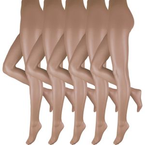 Panty - Bruin - Klassiek - 30 den - Half doorzichtig - 5 stuks