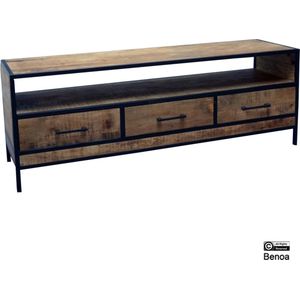 TV Kast Industrieel - GB - Mangohout - Mango - Naturlijk - 150 x 45 x 55(h) cm - Top Kwaliteit