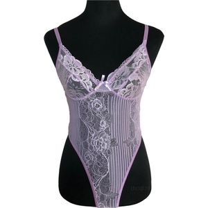 Lace body lila | L | lingerie bodysuit kant