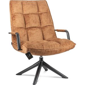 Draaifauteuil met Armleuning - Stof - Metaal - Fauteuil Stoel - Roest - 100 cm hoog