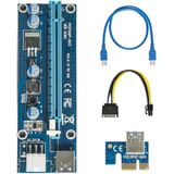 6-pins aangedreven PCI-E PCI Express Riser - VER 006C - 1X naar 16X PCIE USB 3.0-adapterkaart - met USB-verlengkabel - GPU grafische kaart Crypto Currency Mining (blauw) merk Victony 3 pack