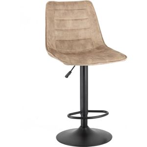 Barstoel - Barkruk - Kruk - Barstoelen - Barkruk Kookeiland - Barkrukken Kookeiland - Fluweel - Beige - 96 tot 118 cm hoog