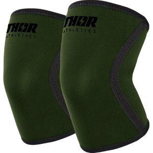 Thor Athletics Knee Sleeves - Kniebrace - Knee Sleeves Powerlifting - 7mm - Army Green - Maat (S)