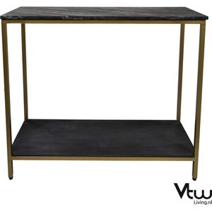 Vtw Living - Sidetable - Marmer - Zwart - Goud - 100 cm