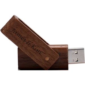 Walnoot hout uitklap usb stick gepersonaliseerd met uw naam , tekst of logo - 16gb