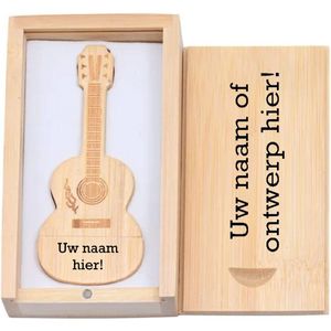 Gitaarvormige USB Stick - 16GB - Houten Ontwerp - Met Opberg Box
