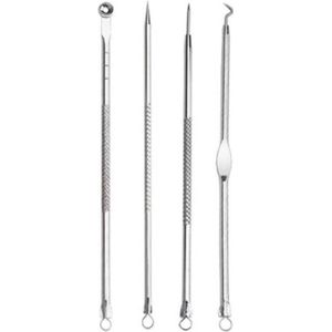 Comedonenlepel set - Mee-eters verwijderen - Blackhead remover - Puistjes - Professionele kit - Extractor tool set - Zilver