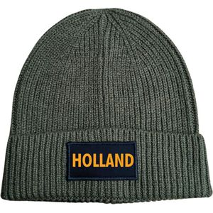 Wintermuts rib gebreid military green - Holland - soBAD. | Wintersport | Après ski outfit Warme Muts voor Volwassenen | Heren en Dames Beanie