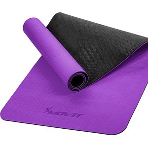 Yoga mat - Yogamat - Fitness mat - Sport mat - Fitness matje - Pilates mat - Oprolbaar - 190 x 100 x 0.6 cm - Paars