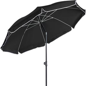 Parasol - Parasols - Strandparasol - Stokparasol - Parasol kantelbaar - - Inclusief draagtas - Waterafstotend - Ø 180 cm - Metaal - Polyester - Antraciet - ⌀ 180 x 200 cm