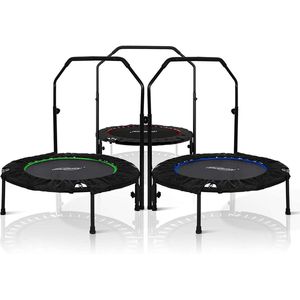 Fitness trampoline met stang - Mini trampoline - Kleine trampoline - Trampoline fitness - Volwassenen - 101 cm - 150 kg - Zwart - Rood