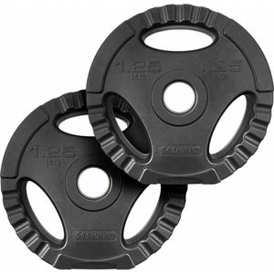 Halterschijf - Gewicht schijven - Halterschijf 30mm - Fitness schijven - Weight plates - 2.5 kg - Kunststof - Zwart - 23 x 23 x 4