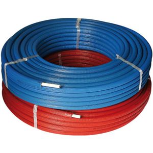 Comisa Gekoppelde iso- meerlagenbuis 16x2 mm 50 mtr (rood/blauw)