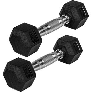 Dumbells - Dumbells set - Hexa Dumbells - Dumbell - Dumbels - Dumbel - Dumbell set - Gewichten - 2x 2.0 kg - Zwart - Zilver