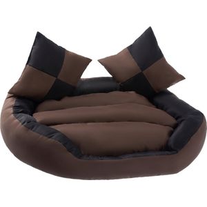 Hondenmand - Hondenkussen - Hondenbed - Orthopedisch hondenkussen - Hondenmatras - Orthopedische hondenmand - Hondenmand kunststof - Omkeerbaar - Bruin - Zwart - 68 x 50 x 20 cm