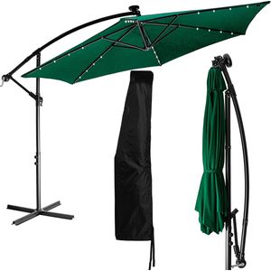 Parasol - Zweefparasol - Parasols - Zweefparasol met voet - Tuinparasol - Inclusief parasol hoes - Waterafstotend - Uv bescherming 30+ - Staal - Polyester - Groen - ⌀ 280 x H 272 cm