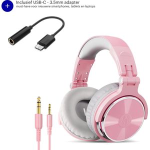 OneOdio Pro 10 Roze + USB-C naar 3.5mm adaptor