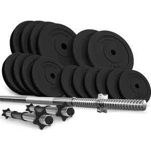 Dumbells - Halterset - Gewichten - Dumbells set - Gewichten fitness - 78 kg - 19-delig - Zwart