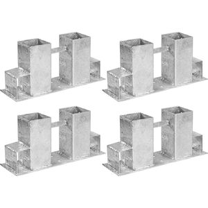 Stapelhulp - Stapelhulp houtopslag - Stapelhulp brandhout - 8 kg - Staal - Set van 4 - Zilver - 34 x 10 x 1.5 cm