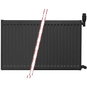 Oppio 50x60 cm Type 22 - 1119 Watt - Oppio Paneelradiator Compact 6 geribbelde voorzijde - Mat Zwart (Ral 9005)