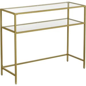 Dressoir - Sidetable - Console tafel - Bijzettafel - Wandtafel - Woonkamertafel - Met glas - 100 x 35 x 80 cm - Goud