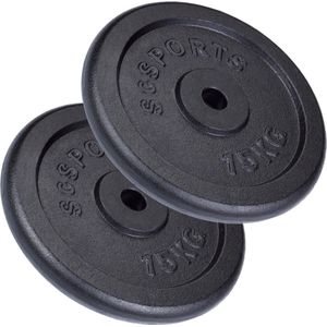 Halterschijven - Halterschijf - Halterschijven 30 mm - 30 kg - Gietijzer - Diameter van 30 mm - Set van 2 - Zwart - 31 x 31 x 3.8 cm