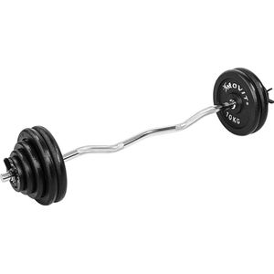 Curlstang - Curl bar - Ez bar - Halterstang - 65.5 kg - Inclusief stersluitingen - 120 cm - Chroom - Zwart