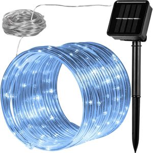 Lichtslang Buiten - Kerstverlichting Buiten - Kerstverlichting binnen - Kerstversiering - Lichtsnoer - Slangverlichting - Voor Binnen en Buiten - Solar - Op Zonne Energie - 10 m - Koud wit