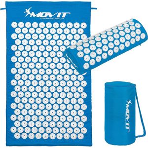 Spijkermat - Acupressuur mat - Shakti mat - Spijkermat met kussen - Massage mat - Inclusief draagtas - 75 x 44 x 2.5 cm - Lichtblauw