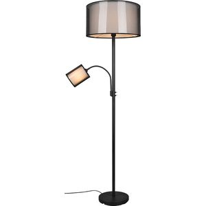 LED Vloerlamp - Vloerverlichting - Torna Bidon - E27 Fitting - 1-lichts - Rond - Mat Zwart - Aluminium - Tot 60W