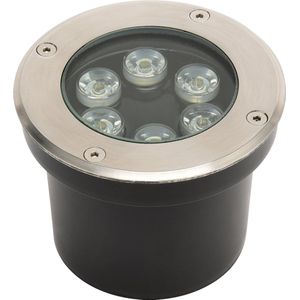 LED Grondspot - Aruz - Inbouw Rond - 6W - Waterdicht IP67 - Natuurlijk Wit 4000K - Rond - Mat Chroom - RVS