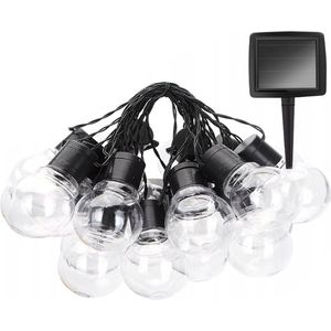 LED Lichtsnoer met Zonne-energie - Dag en Nacht Sensor - Prixa Dipy - Warm Wit 3000K - 3.35 Meter - 10 LED's - Waterdicht IP44