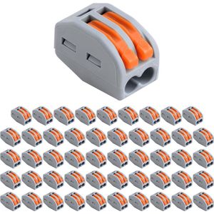 Voordeelpak Lasklem - Verbindingsklem - 50 Stuks - 2 Polig met Klemmetjes - Grijs/Oranje